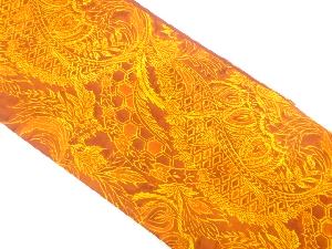 ふくれ織　更紗模様　全通袋帯